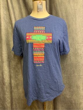 Blessed Life 'Walk By Faith' Blue Short-Sleeve Graphic Tee